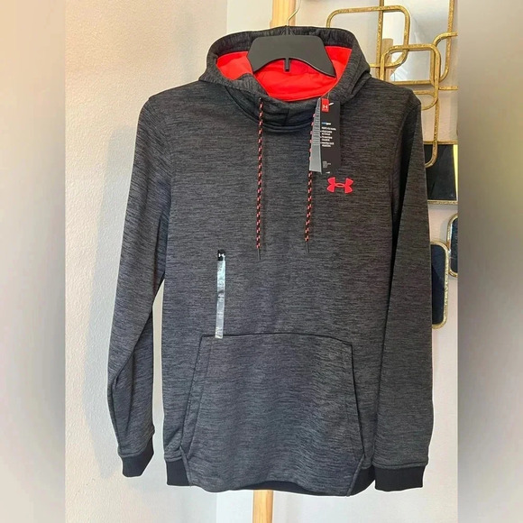 Men Under Armour Sweater Men Size Small Long Sleeve Black Loose Fit Hooded New - Picture 4 of 7